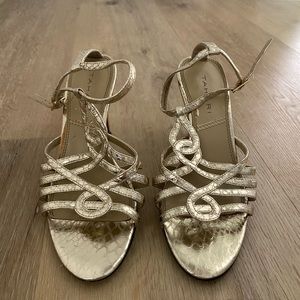 Tahari Gold Strappy Heels, Size 6